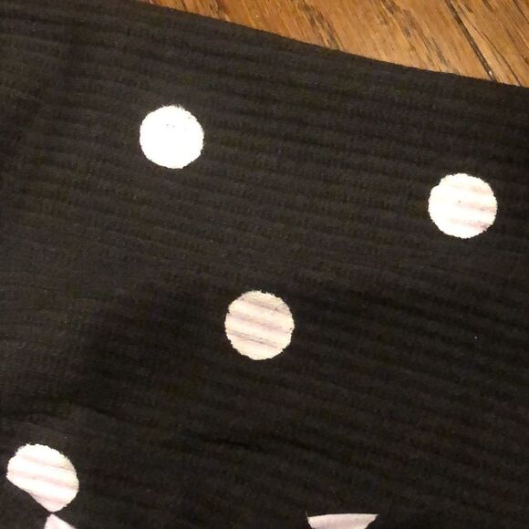 Two Piece Pink and Black with White Polka Pull On Pants With Scalloped Bottoms - Picture 7 of 12